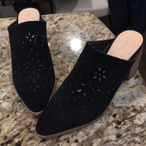 Ivanka Trump black suede heeled mules